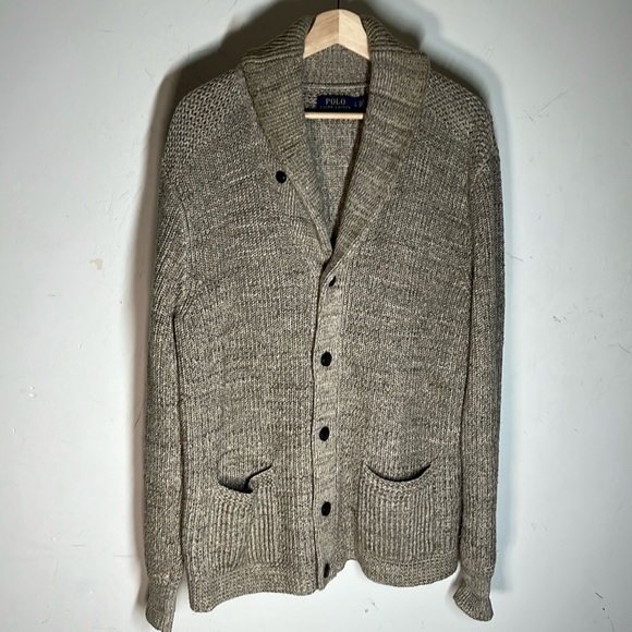 Polo Ralph Lauren Large Man’s CardiganSweater RL Shawl Knit VTG